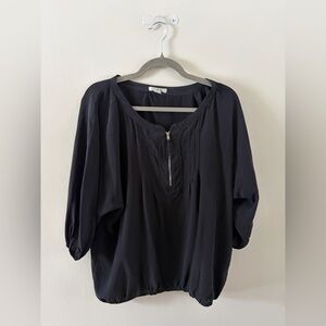 Finity Black Women's Blouse with Zipper Detail
